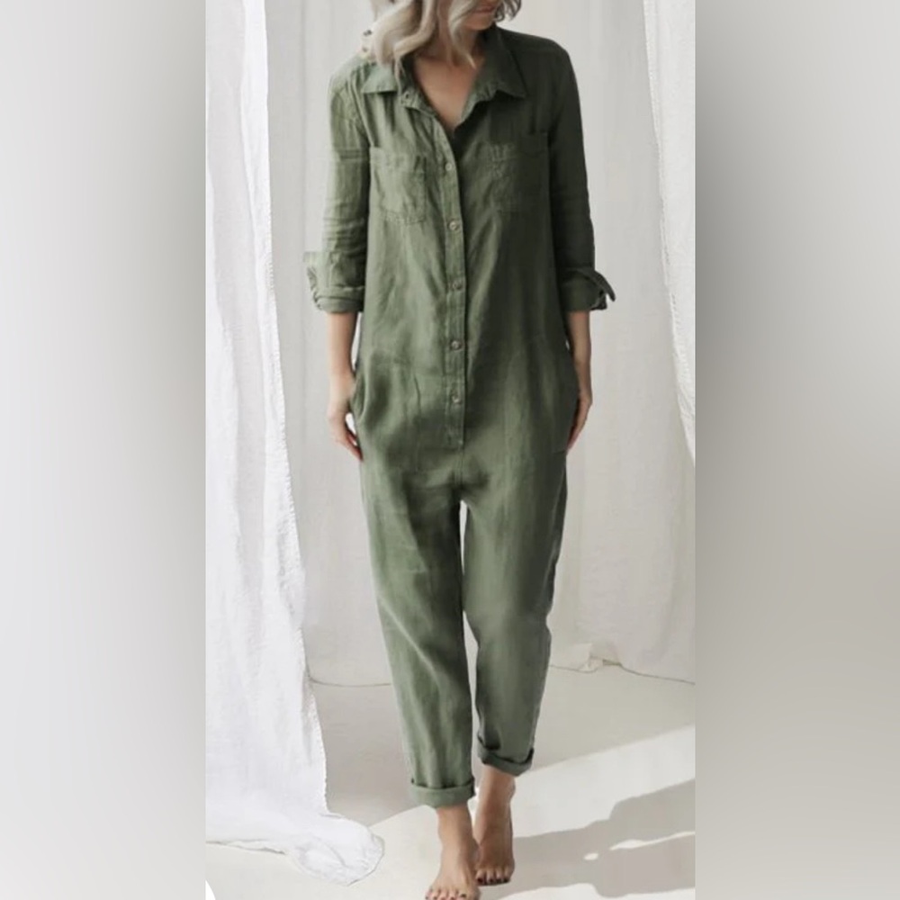 Casual long sleeve cotton jumpsuit
